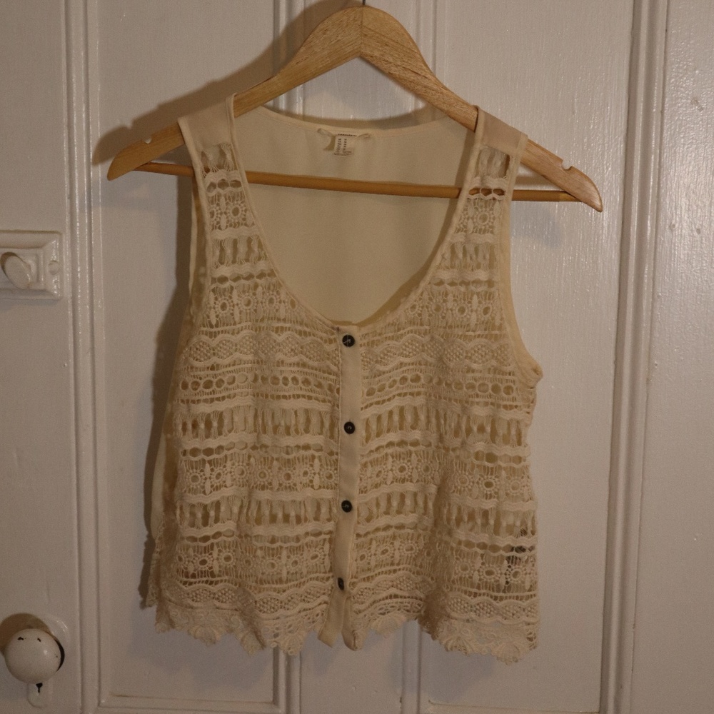 F21 Cream Lace Tank